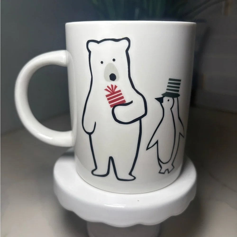 NWT Crate & Barrel Joan Anderson Arctic Friends Bear and Penguin 12-oz Xmas Mug